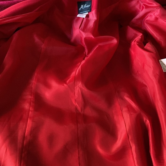 Milano Red Rhinestone Studded Pom Pom Skirt Suit Size 26W Church Plus Size - Picture 10 of 10